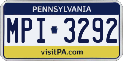 PA license plate MPI3292