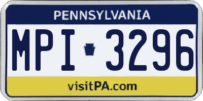 PA license plate MPI3296