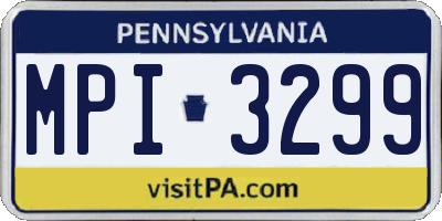PA license plate MPI3299