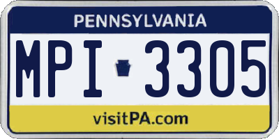 PA license plate MPI3305