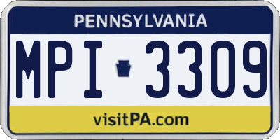 PA license plate MPI3309