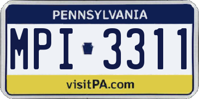 PA license plate MPI3311
