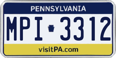 PA license plate MPI3312