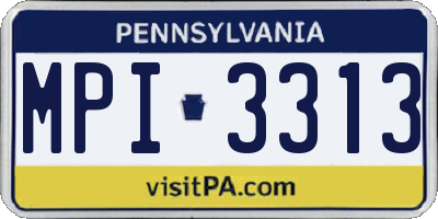 PA license plate MPI3313