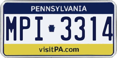 PA license plate MPI3314