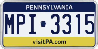 PA license plate MPI3315