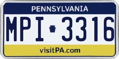 PA license plate MPI3316