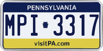 PA license plate MPI3317