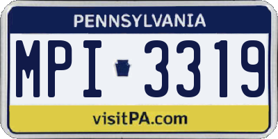 PA license plate MPI3319