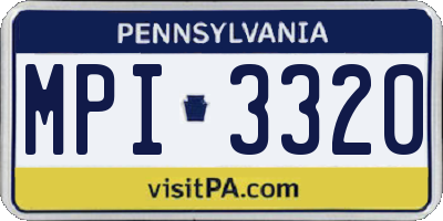 PA license plate MPI3320