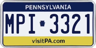 PA license plate MPI3321