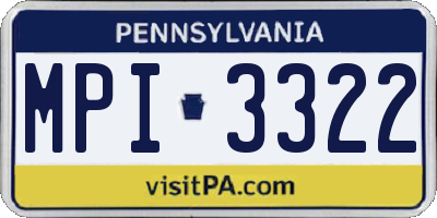 PA license plate MPI3322