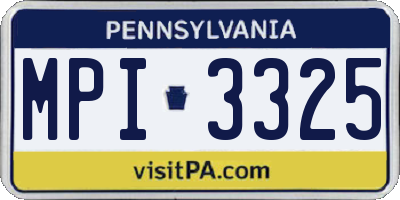 PA license plate MPI3325