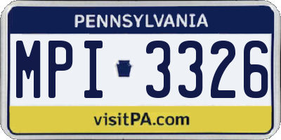 PA license plate MPI3326