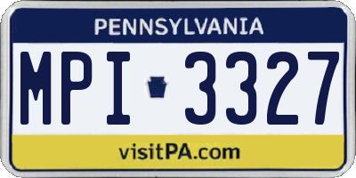 PA license plate MPI3327