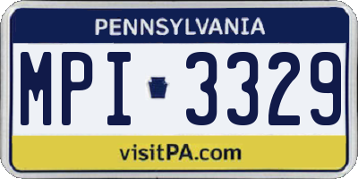 PA license plate MPI3329