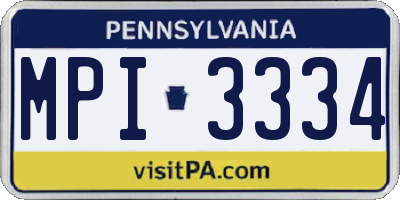 PA license plate MPI3334