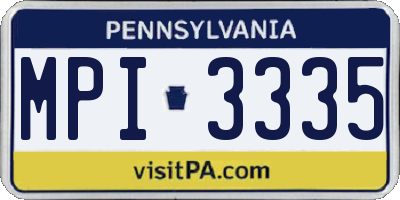 PA license plate MPI3335