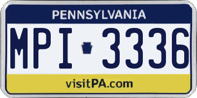 PA license plate MPI3336