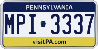 PA license plate MPI3337