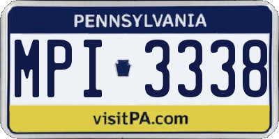PA license plate MPI3338