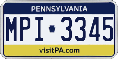 PA license plate MPI3345