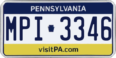 PA license plate MPI3346