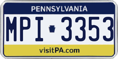 PA license plate MPI3353