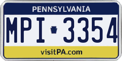 PA license plate MPI3354