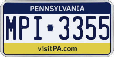 PA license plate MPI3355