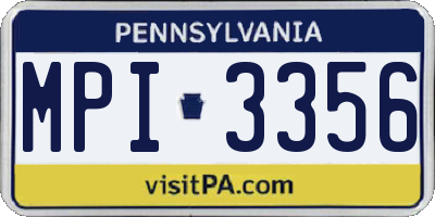 PA license plate MPI3356