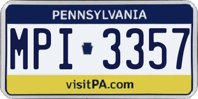 PA license plate MPI3357
