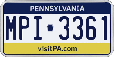 PA license plate MPI3361
