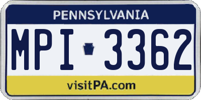 PA license plate MPI3362
