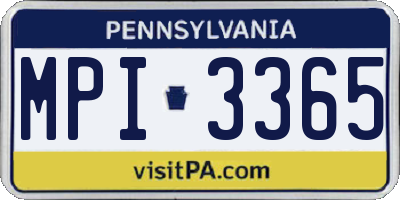 PA license plate MPI3365