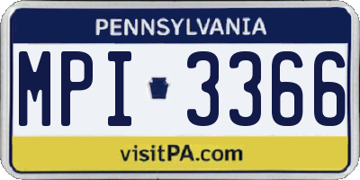 PA license plate MPI3366