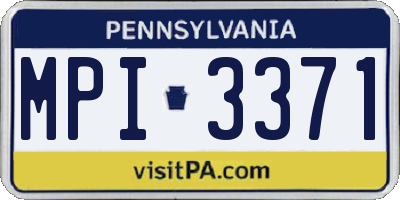 PA license plate MPI3371