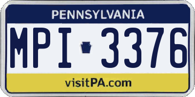 PA license plate MPI3376