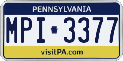 PA license plate MPI3377