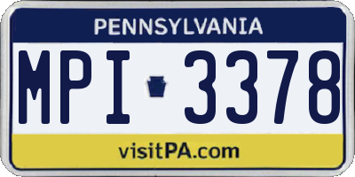 PA license plate MPI3378