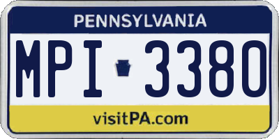 PA license plate MPI3380