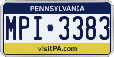 PA license plate MPI3383