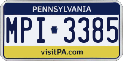 PA license plate MPI3385