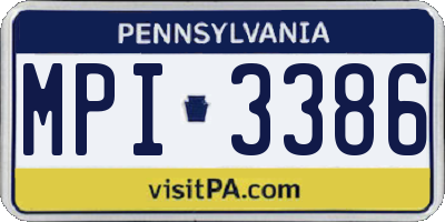 PA license plate MPI3386