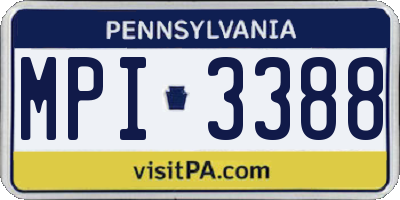 PA license plate MPI3388