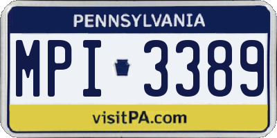 PA license plate MPI3389