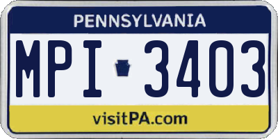 PA license plate MPI3403