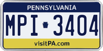 PA license plate MPI3404