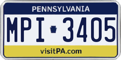 PA license plate MPI3405