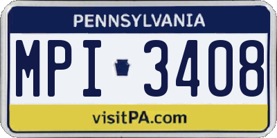 PA license plate MPI3408
